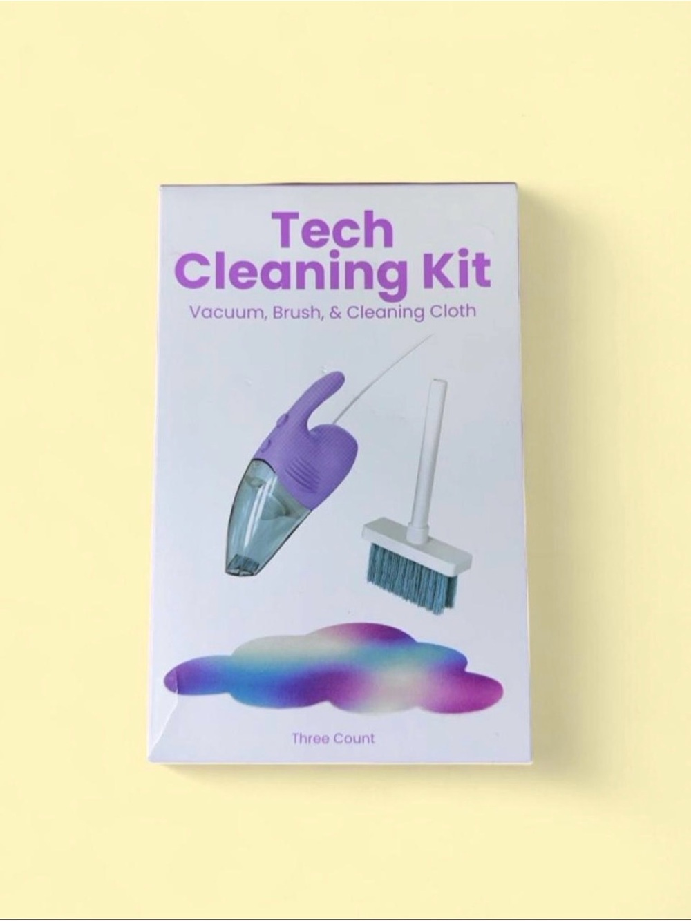 Tech Cleaning Kit - Purple Mini Vacuum, Brush & Cloth